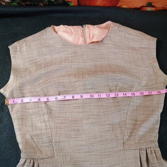 EUC: Vintage 1960s Two-Piece Dress & Jacket Set Sze 6-8 Beige Textured Weave 💛 - Picture 10 of 11
